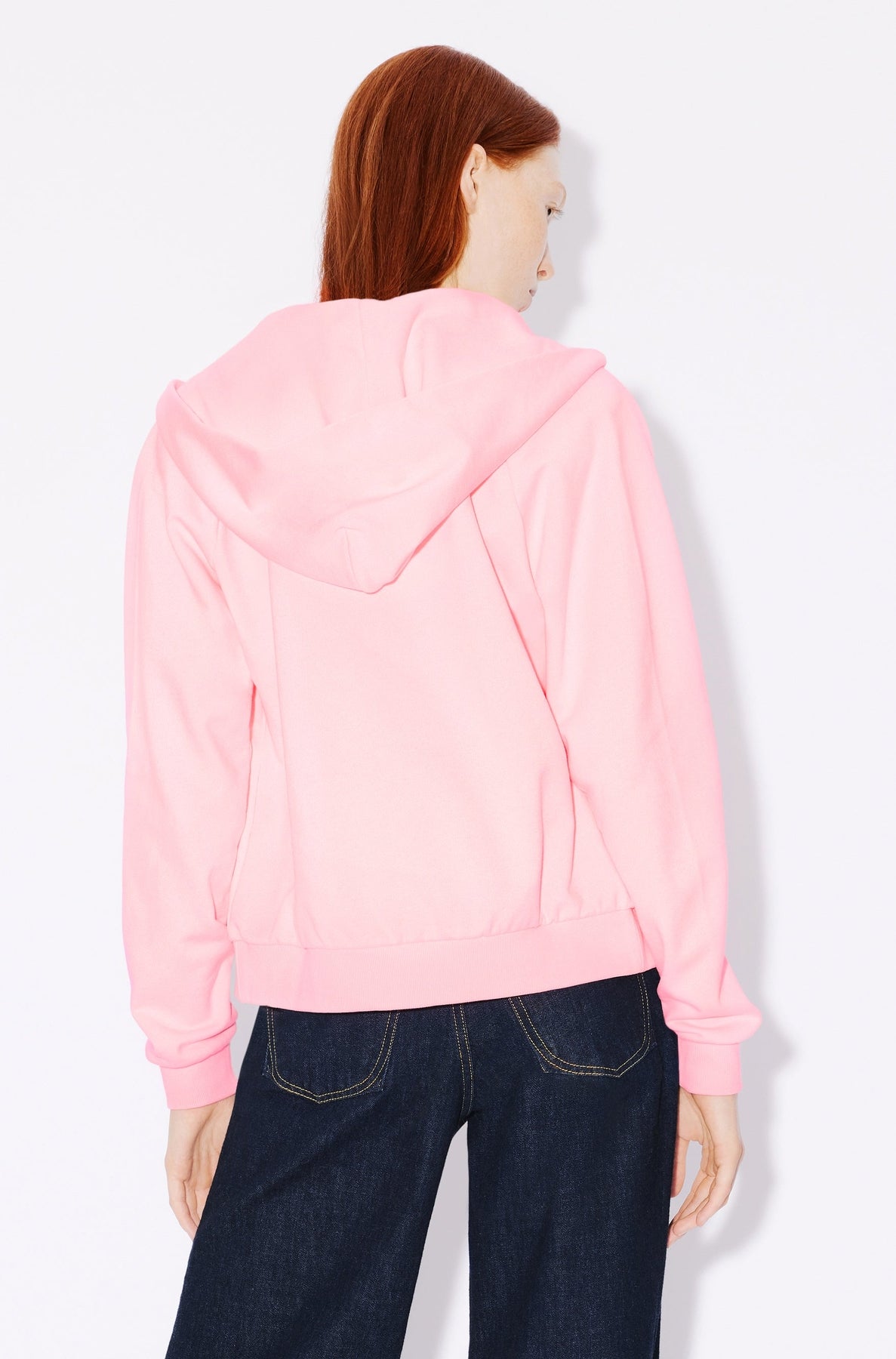 Boke Flower embroidered zip-up hoodie - Faded Pink