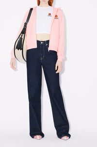 Boke Flower embroidered zip-up hoodie - Faded Pink