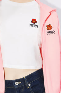 Boke Flower embroidered zip-up hoodie - Faded Pink