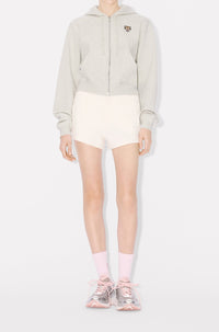 Lucky Tiger embroidered zip-up hoodie - Pale Grey