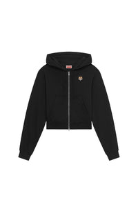 Sweatshirt à capuche zippé brodé Lucky Tiger - Black