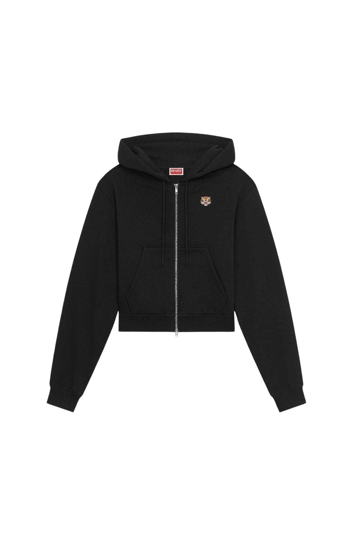 Sweatshirt à capuche zippé brodé Lucky Tiger - Black