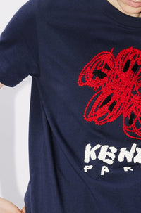 T-shirt loose brodé Kenzo Drawn Varsity - Midnight Blue
