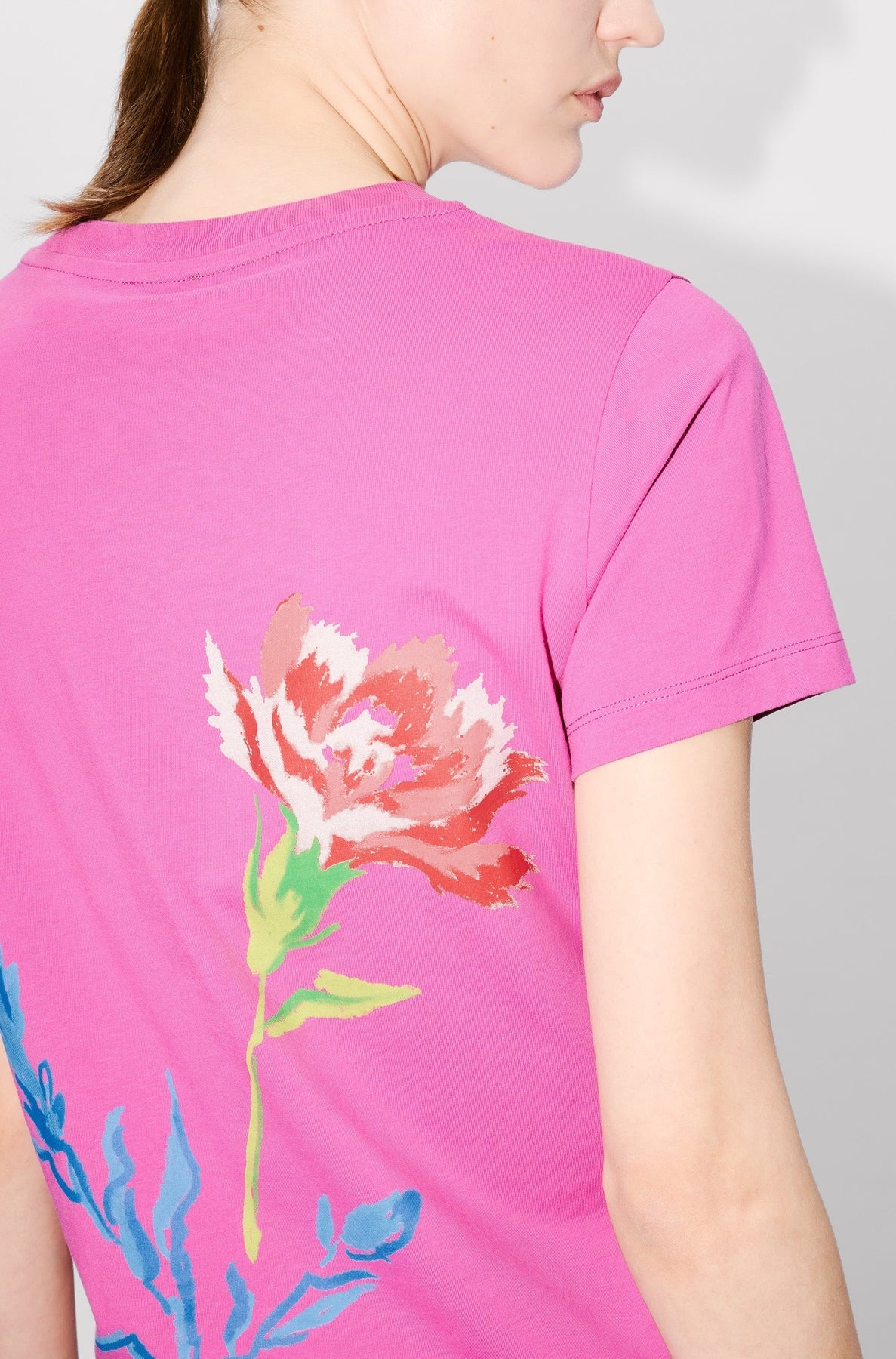 Kenzo Drawn Flowers T-shirt - Deep Fuschia