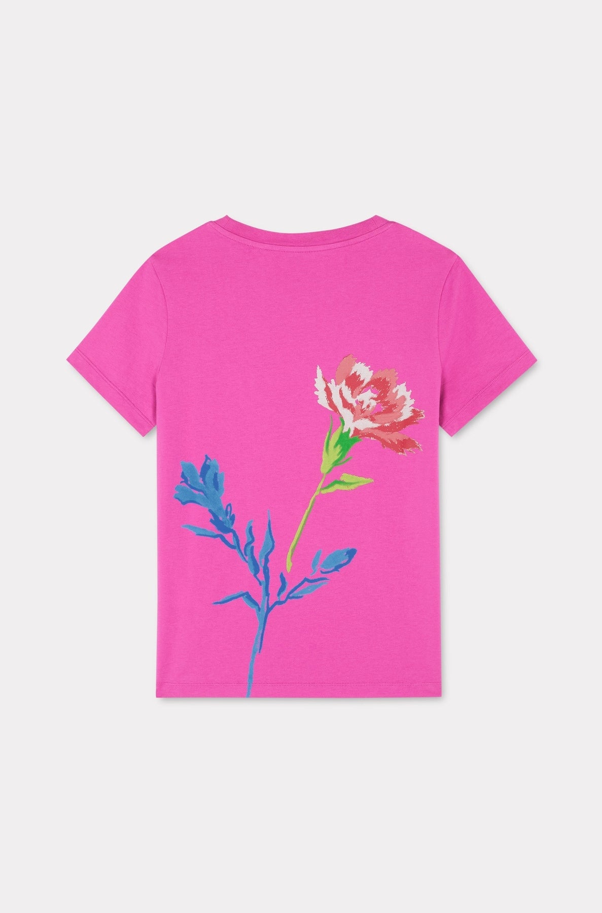 Kenzo Drawn Flowers T-shirt - Deep Fuschia