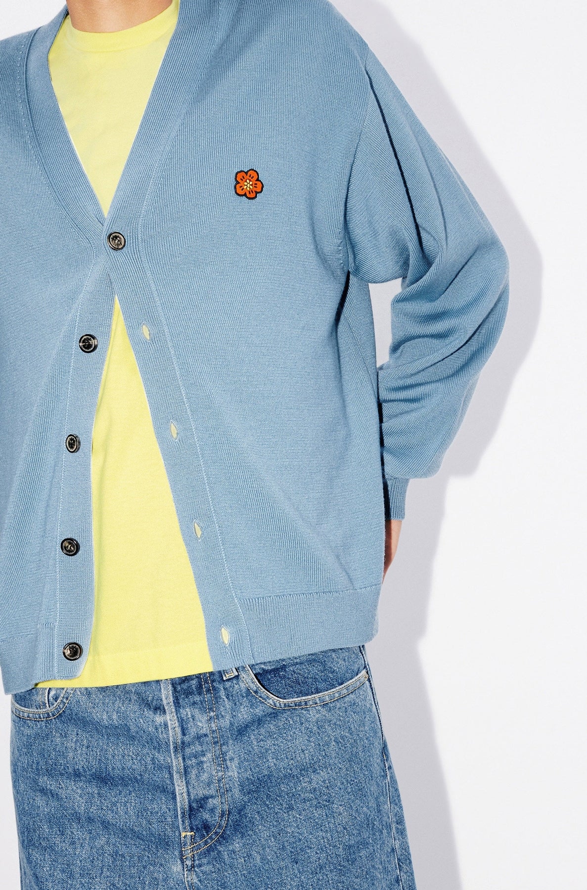 Cardigan brodé Boke Flower en laine - Blue