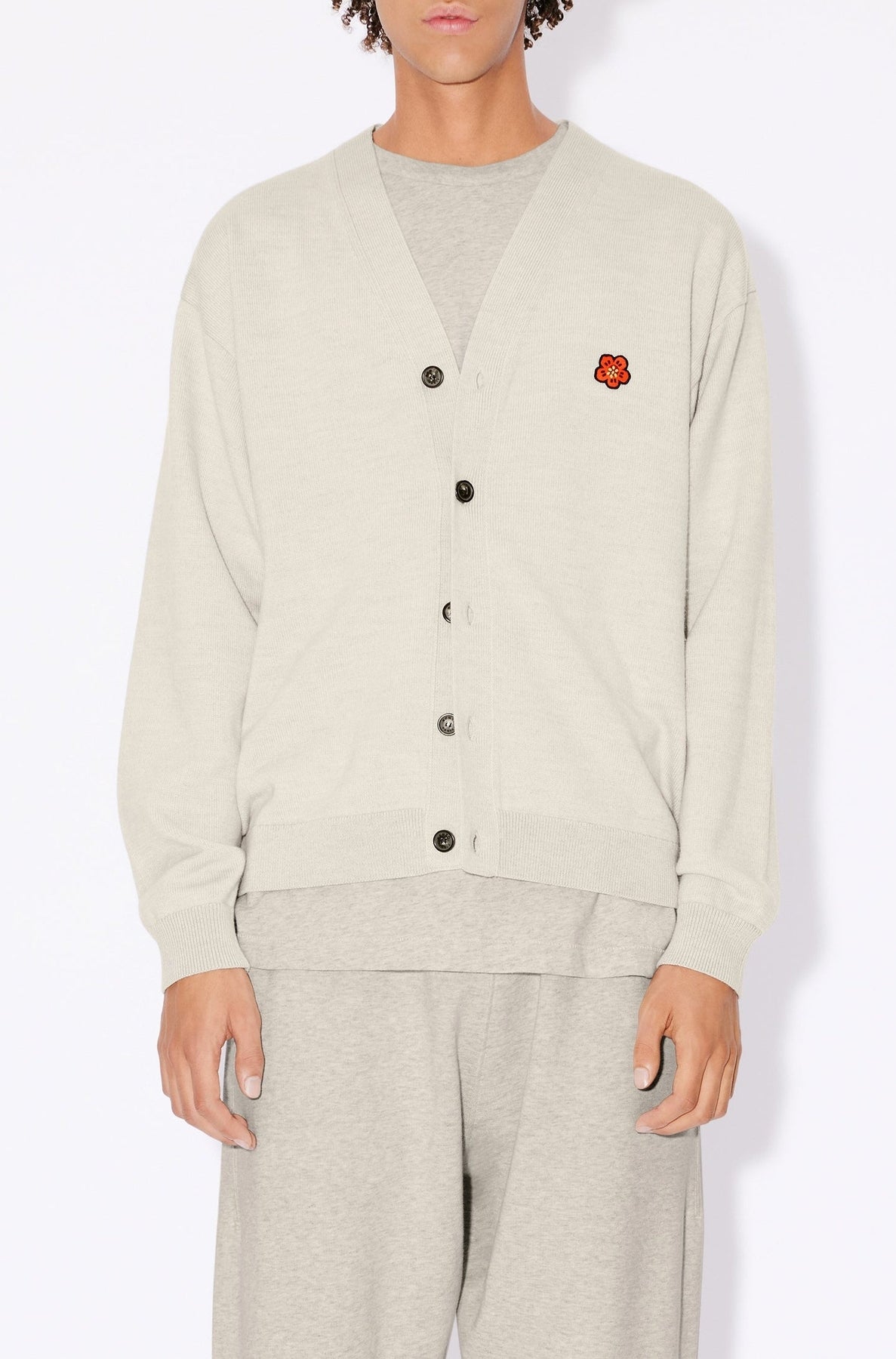Cardigan brodé Boke Flower en laine - Pale Grey