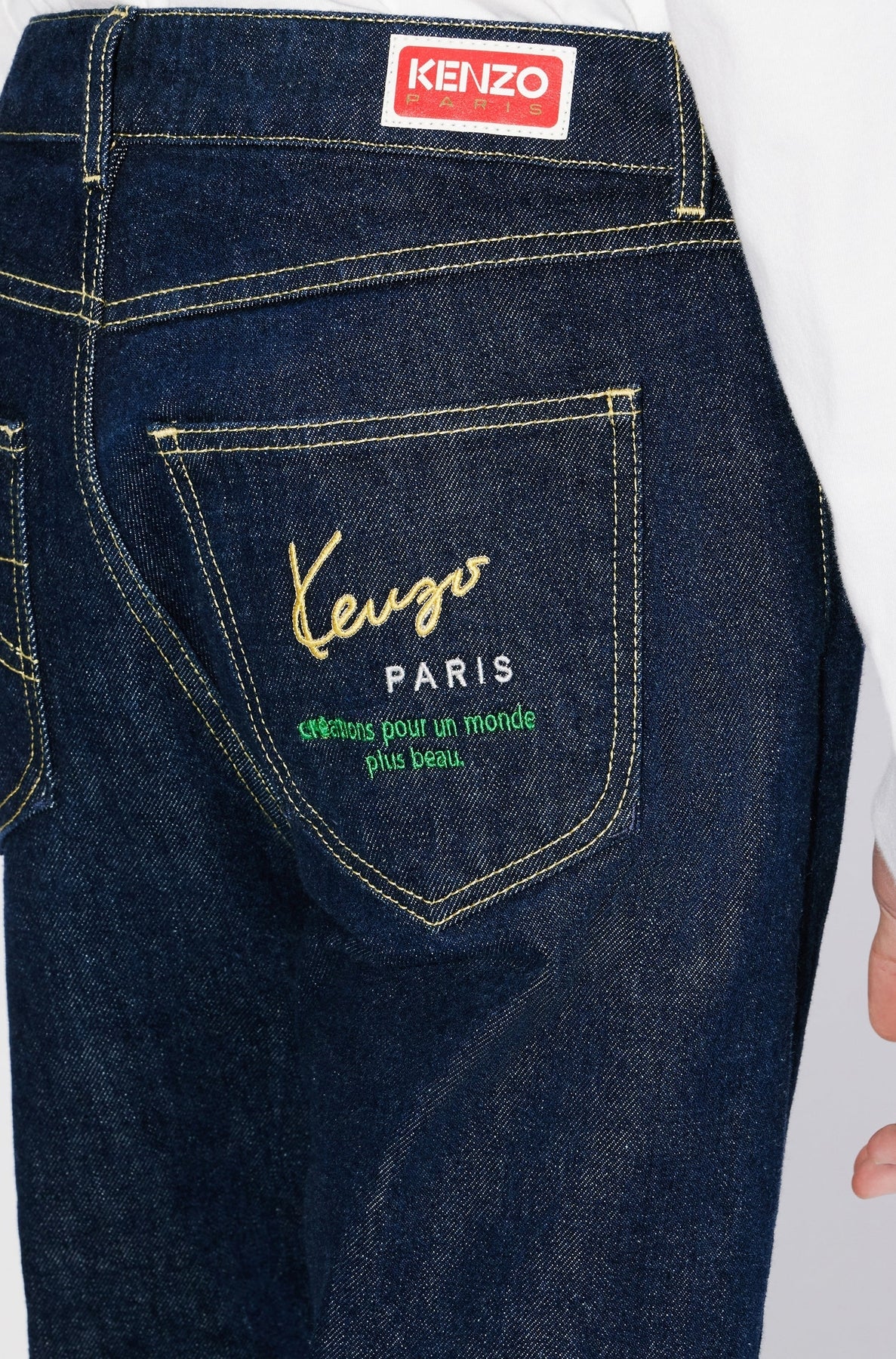 Kenzo Creations embroidered Bara slim jeans in Japanese denim - Rinse Blue Denim