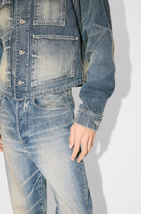Kenzo Creations trucker jacket in Japanese denim - Stone Bl Dirty & Blue Denim