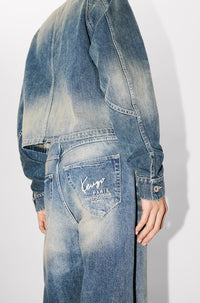 Kenzo Creations trucker jacket in Japanese denim - Stone Bl Dirty & Blue Denim