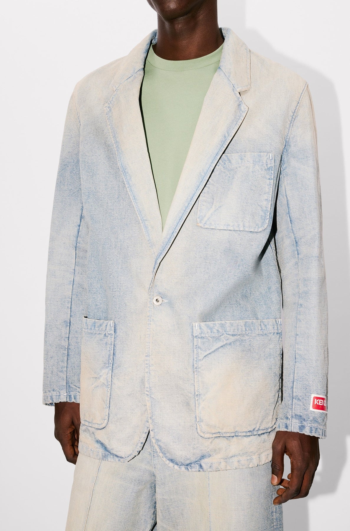 Veste blazer en denim japonais - Stone Bl Dirty & Blue Denim
