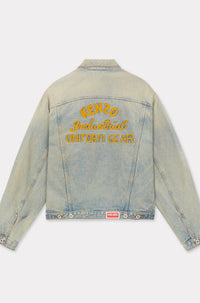 Kenzo Drawn Varsity trucker jacket in Japanese denim - Stone Bl Dirty & Blue Denim