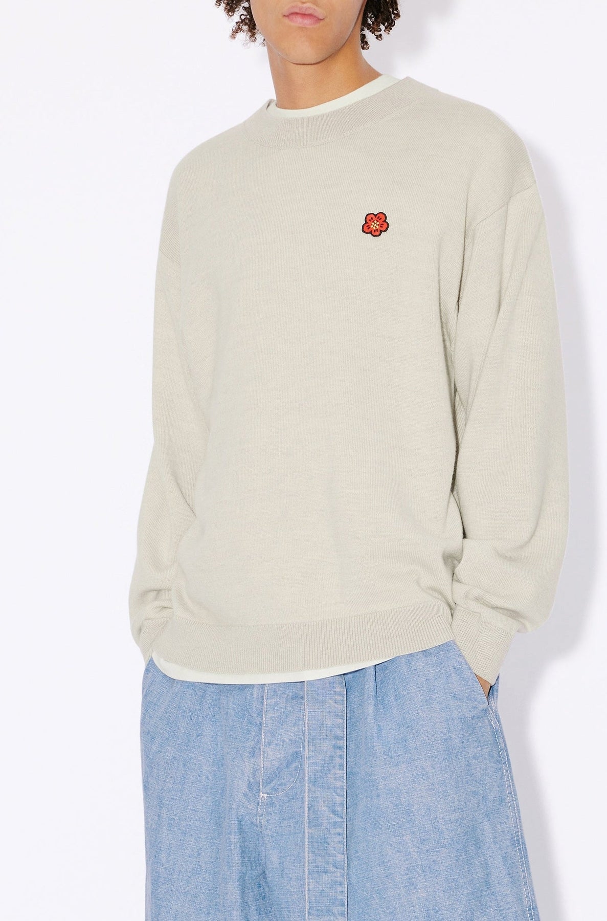Pull brodé Boke Flower en laine - Pale Grey