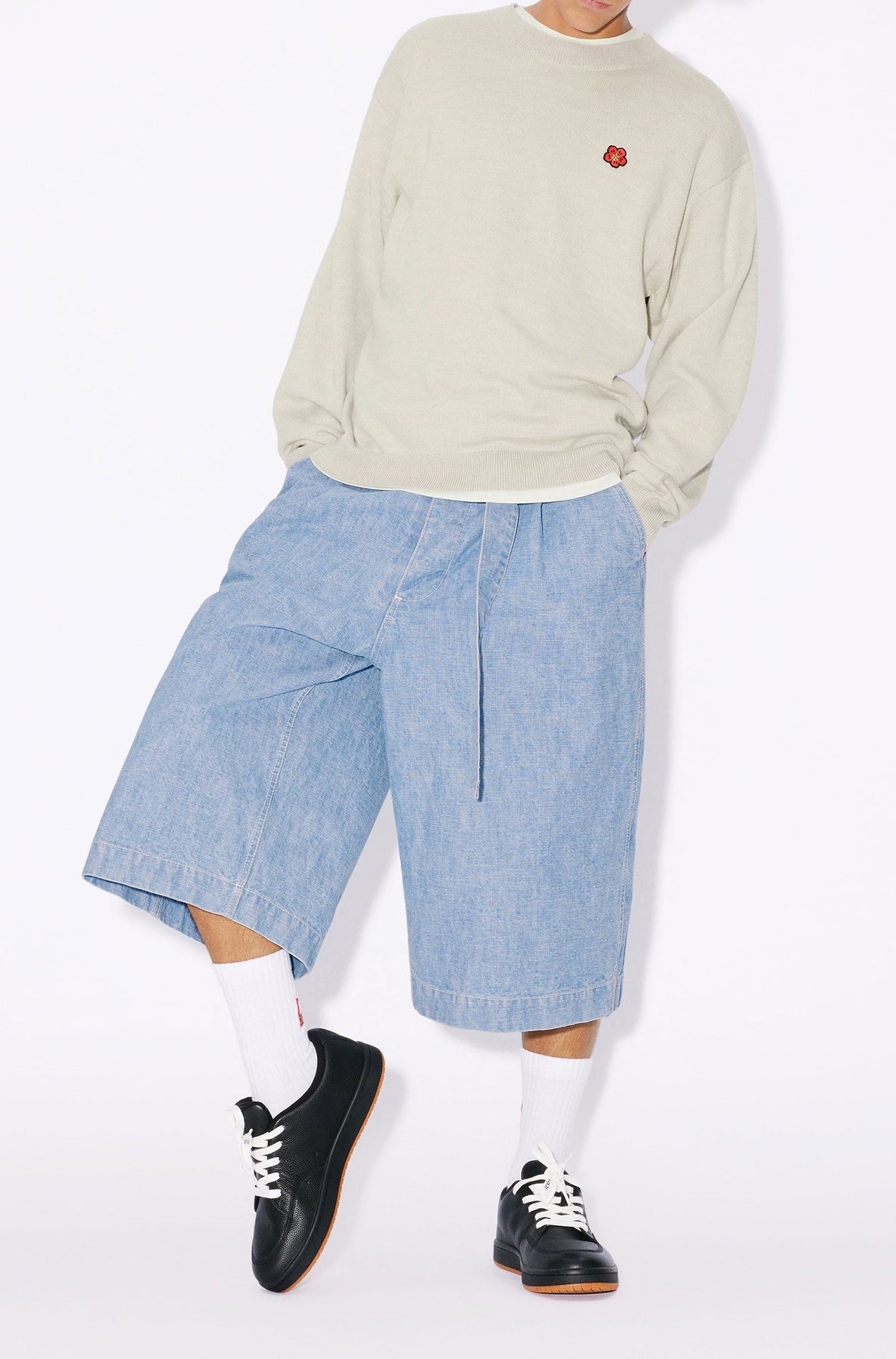 Pull brodé Boke Flower en laine - Pale Grey