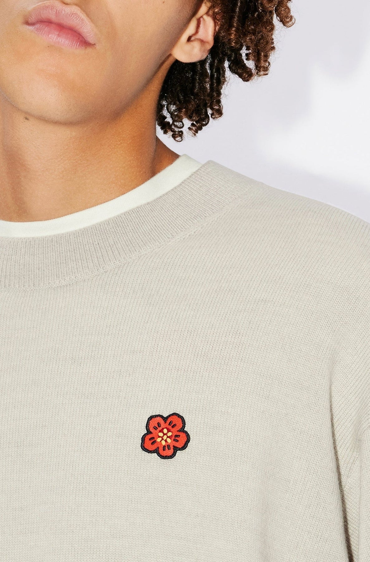 Pull brodé Boke Flower en laine - Pale Grey