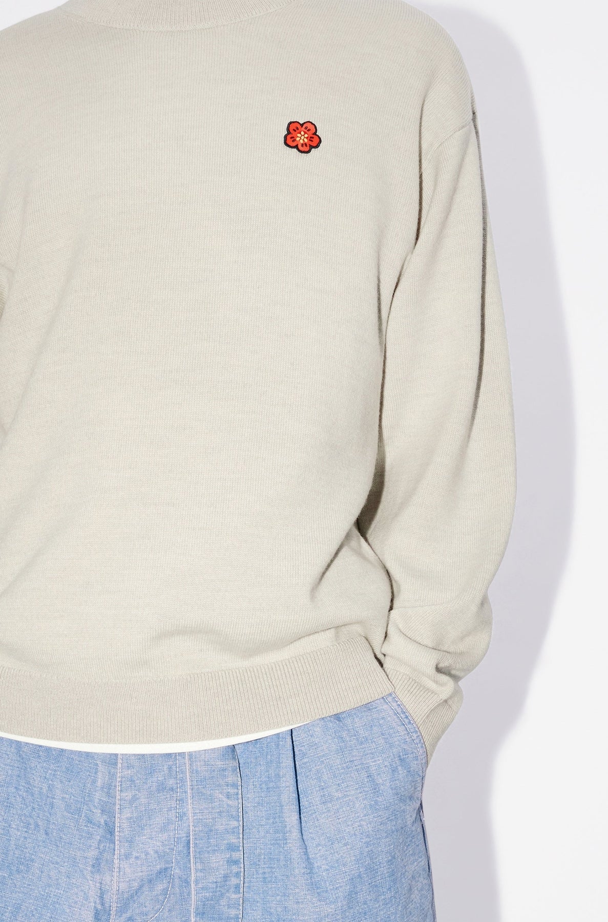 Pull brodé Boke Flower en laine - Pale Grey