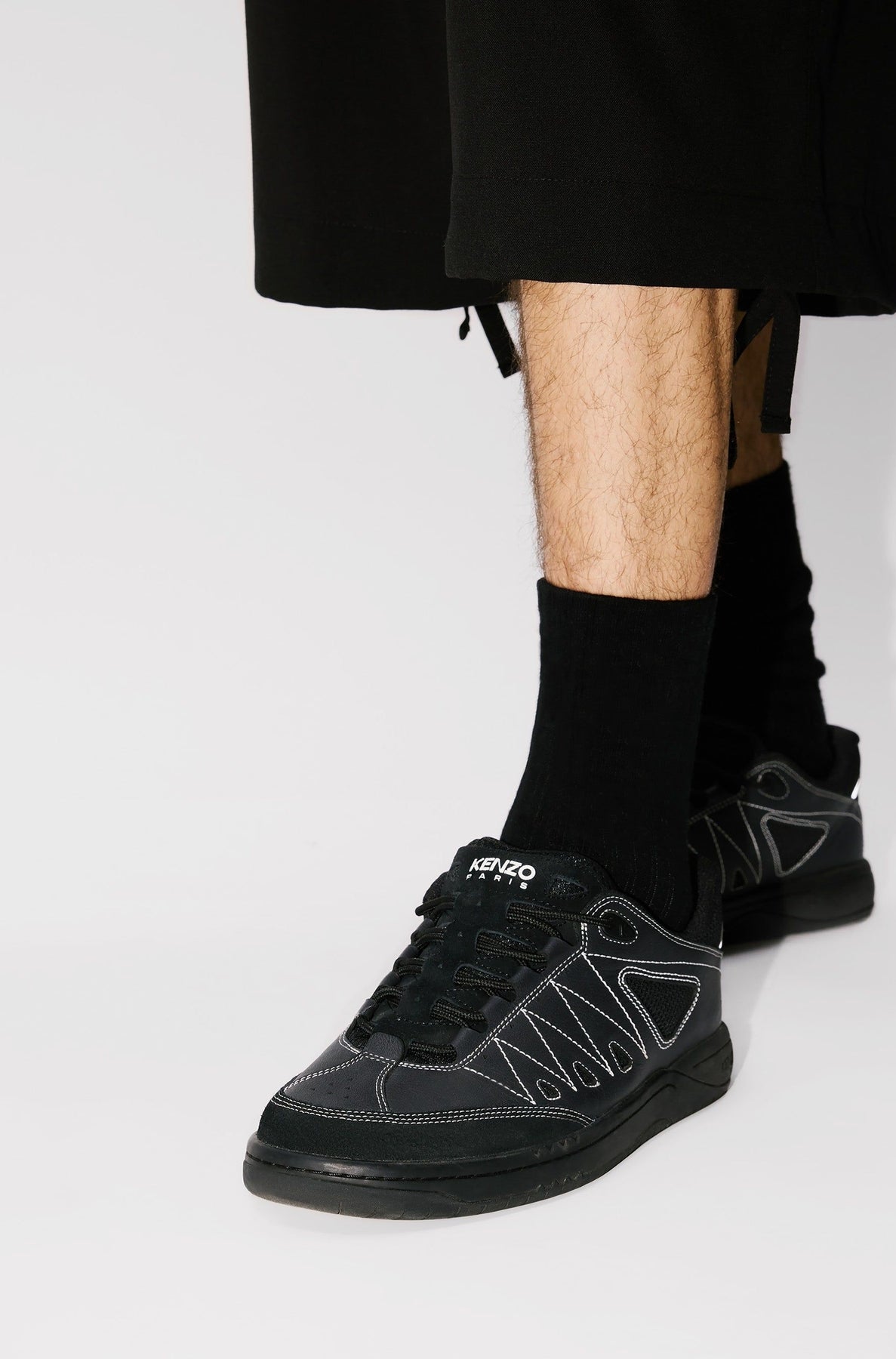 Kenzo-Pxt leather trainers - Black