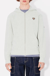Sweatshirt à capuche zippé brodé Lucky Tiger - Pale Grey