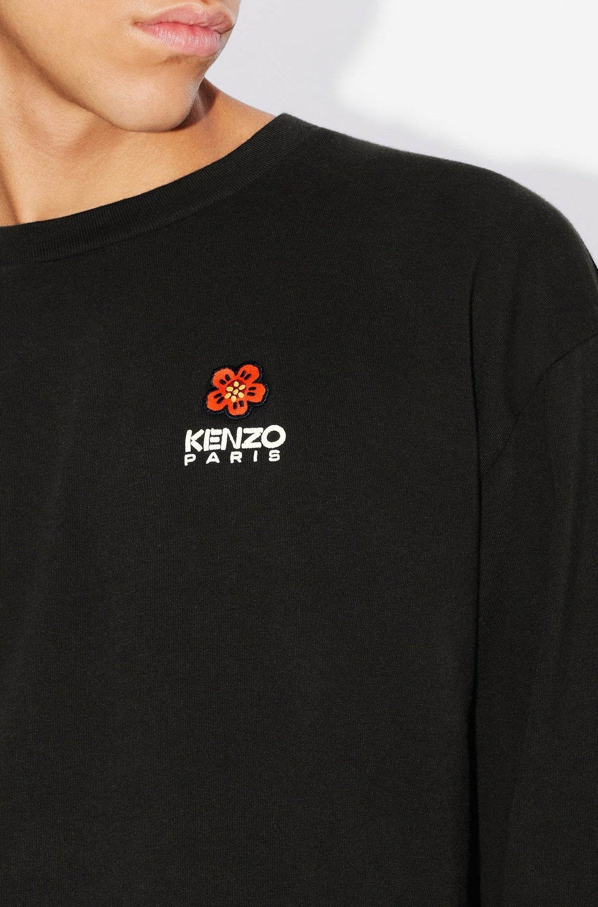 T-shirt à manches longues brodé Boke Flower - Black