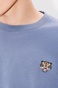 T-shirt à manches longues brodé Lucky Tiger - Blue