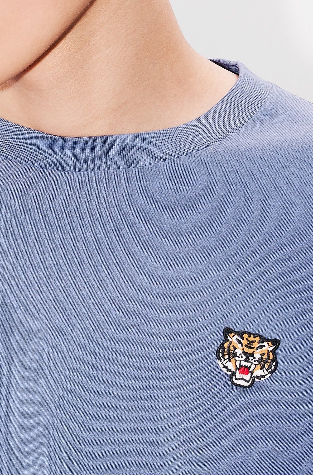 T-shirt à manches longues brodé Lucky Tiger - Blue