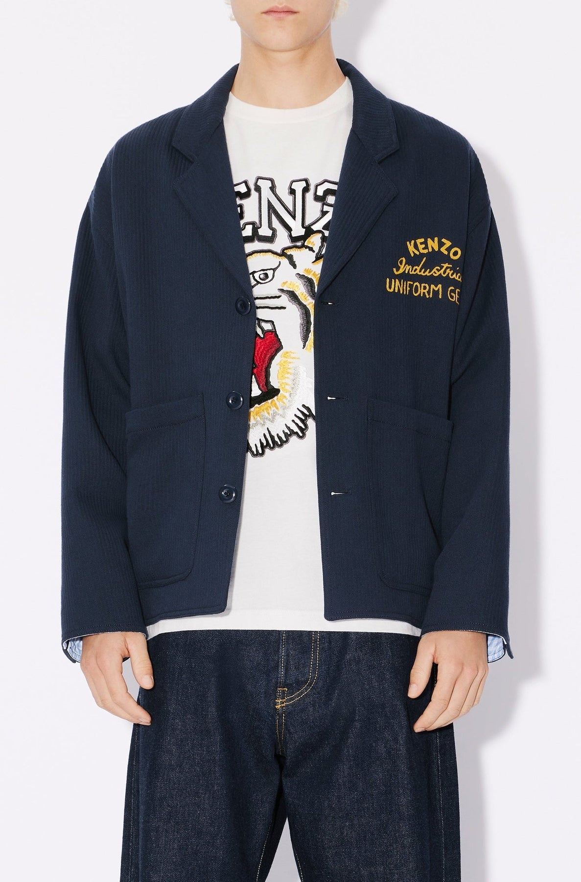 Kenzo Drawn Varsity embroidered workwear jacket - Midnight Blue