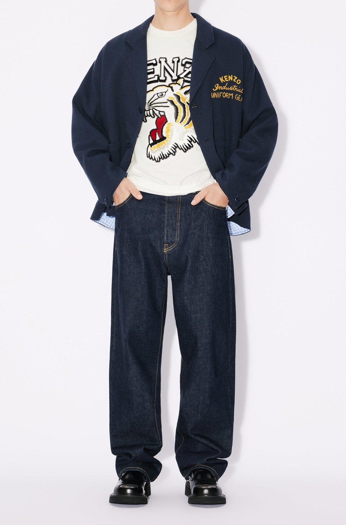 Kenzo Drawn Varsity embroidered workwear jacket - Midnight Blue