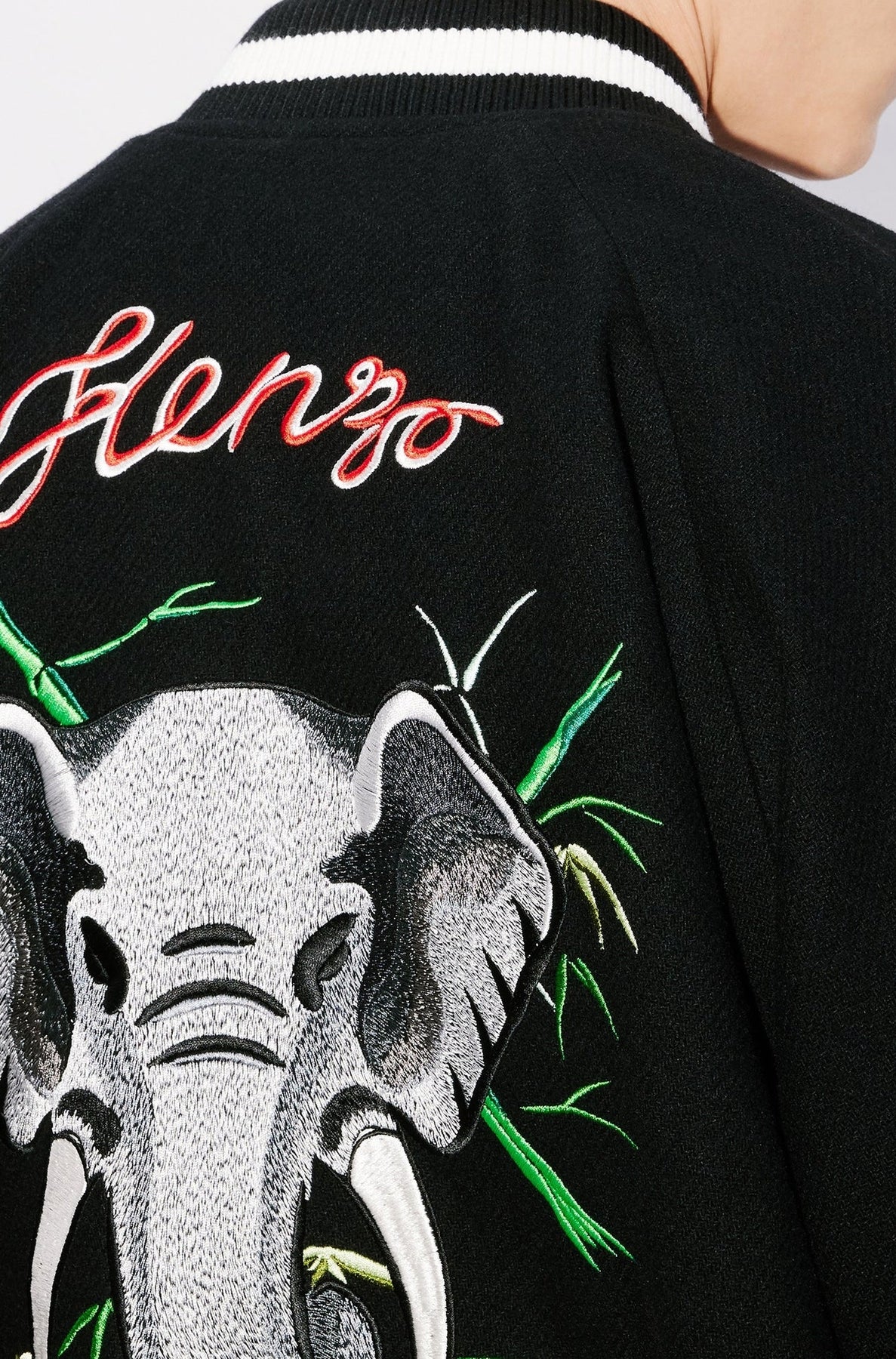 Veste réversible brodée Kenzo Éléphant en laine - Black