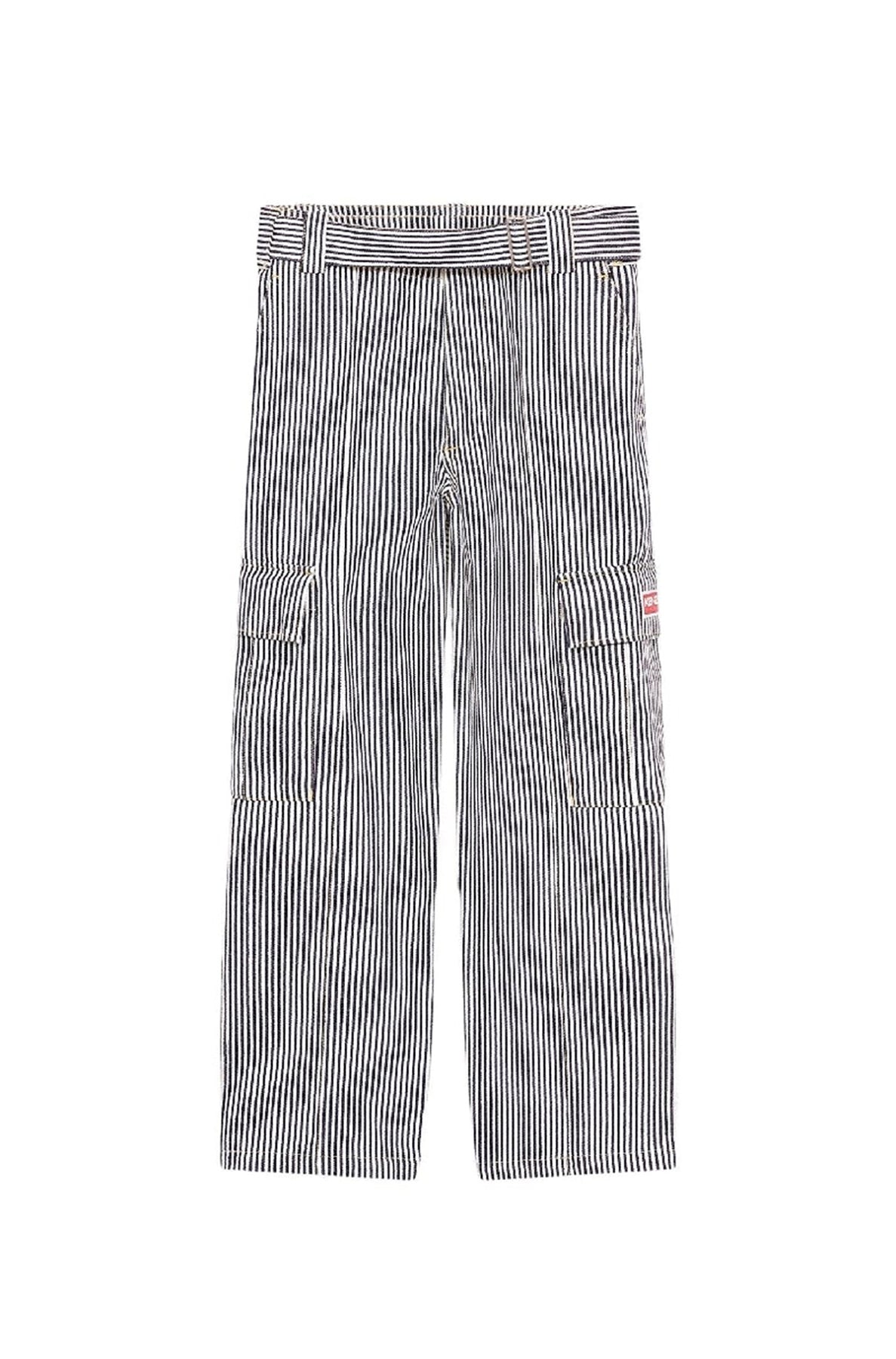 Striped Army Straight Jeans