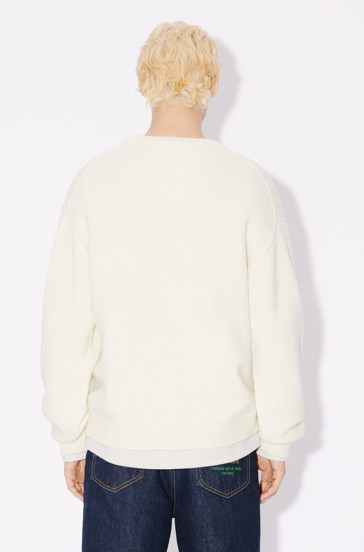 Pull brodé Kenzo Drawn Varsity en laine - Off White