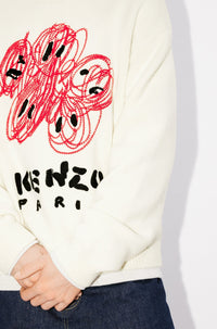 Pull brodé Kenzo Drawn Varsity en laine - Off White