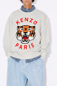 Sweatshirt oversize brodé Lucky Tiger - Pale Grey