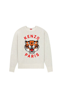 Sweatshirt oversize brodé Lucky Tiger - Pale Grey