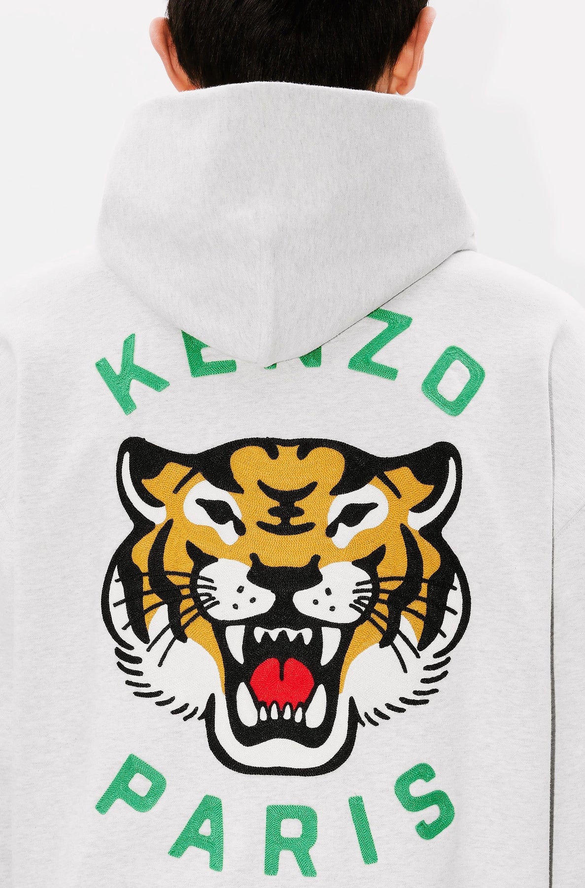 Sweatshirt oversize brodé Lucky Tiger - Pale Grey