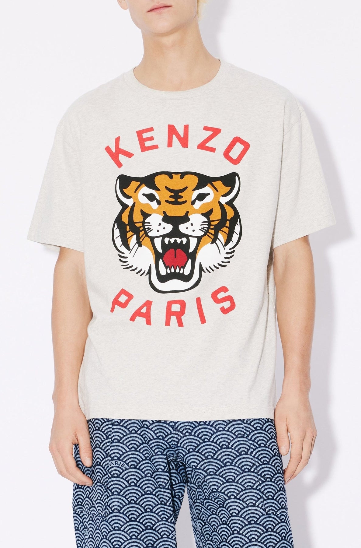 Lucky Tiger oversize T-shirt - Pale Grey