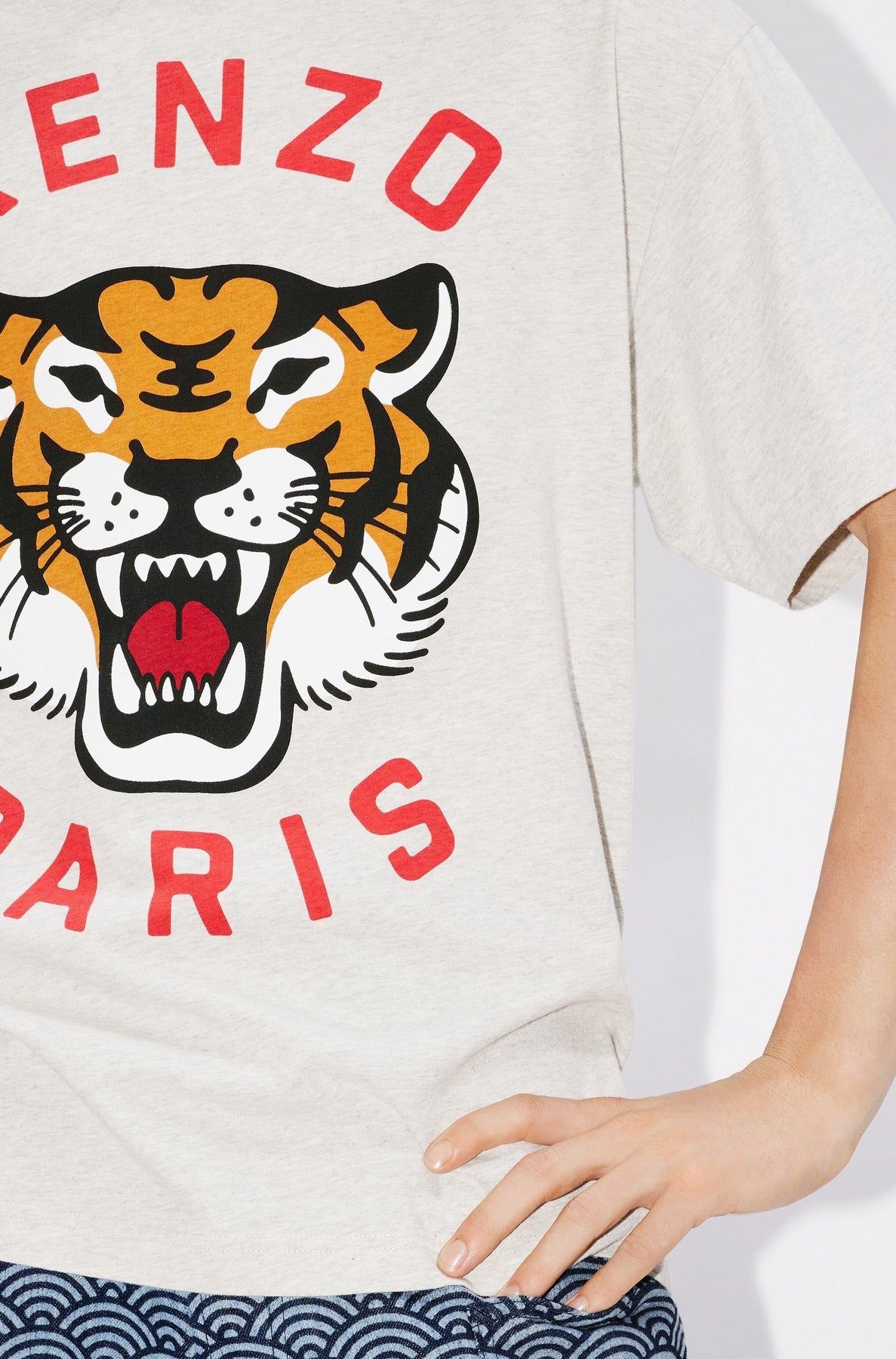 Lucky Tiger oversize T-shirt - Pale Grey