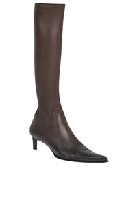 Kenzo Reia heeled boots in leather - Chocolate