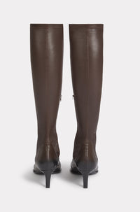Kenzo Reia heeled boots in leather - Chocolate