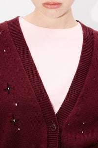 Kenzo Constellation embroidered cropped cardigan - Bordeaux