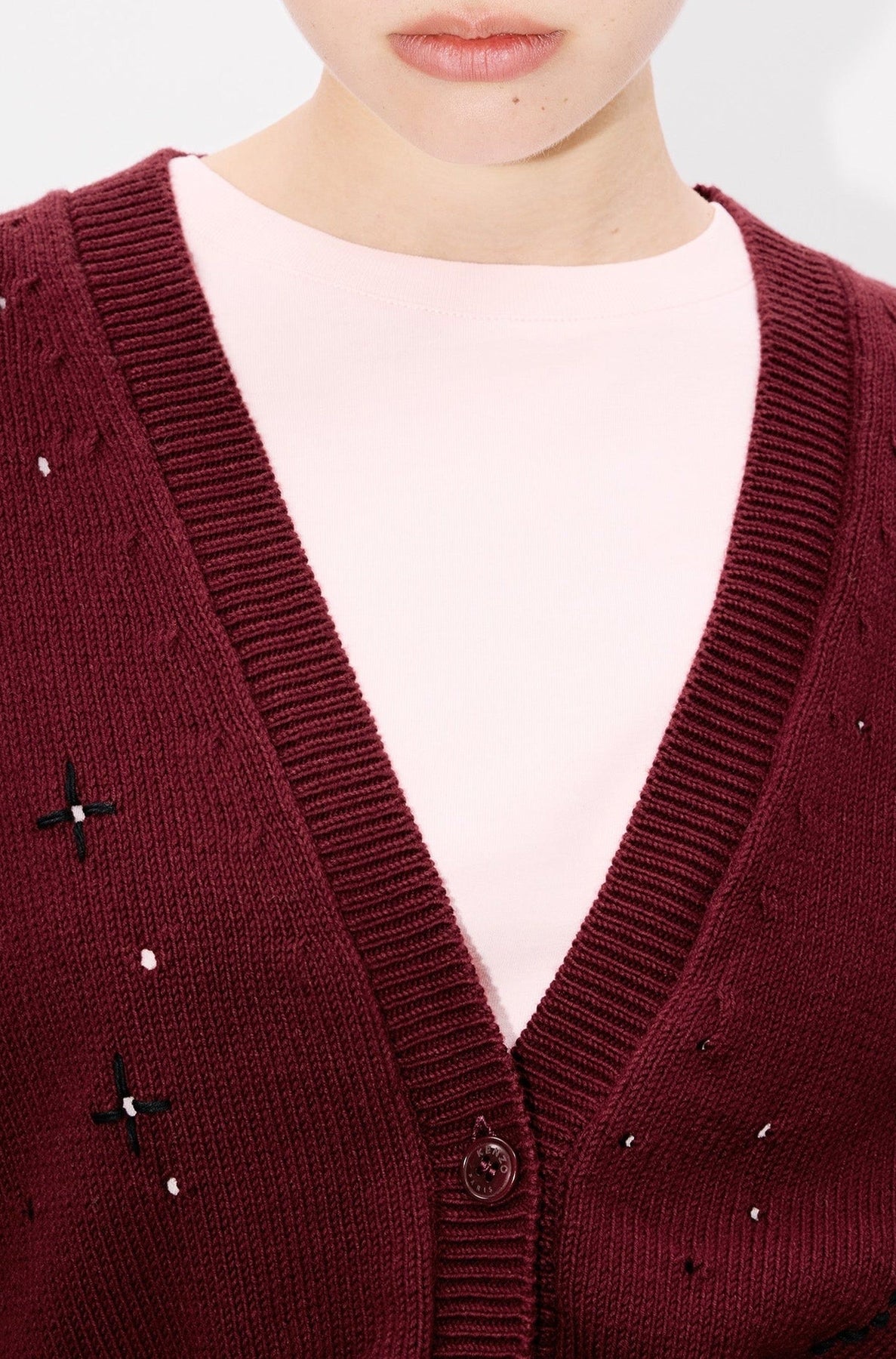 Kenzo Constellation embroidered cropped cardigan - Bordeaux