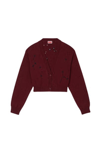 Kenzo Constellation embroidered cropped cardigan - Bordeaux