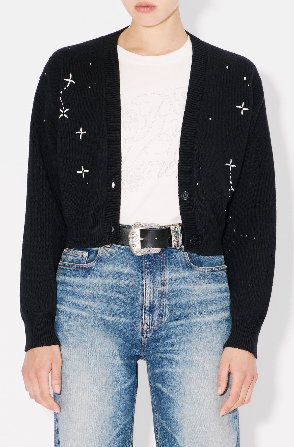 Cardigan court brodé Kenzo Constellation - Black