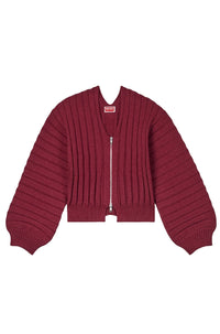 3D Rib Full Zip Cardigan