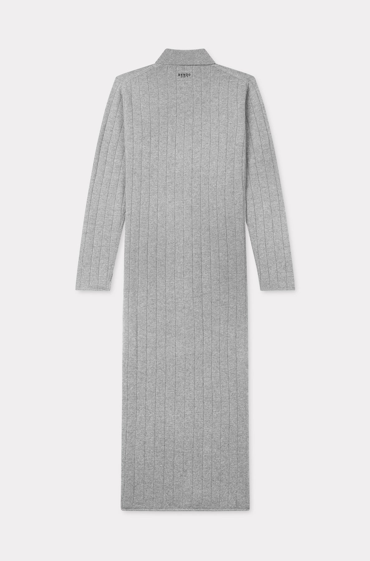 Robe cardigan long côtelé brodé en laine - Middle Grey