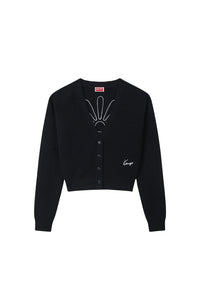 Kenzo Marguerite embroidered cardigan in wool - Black