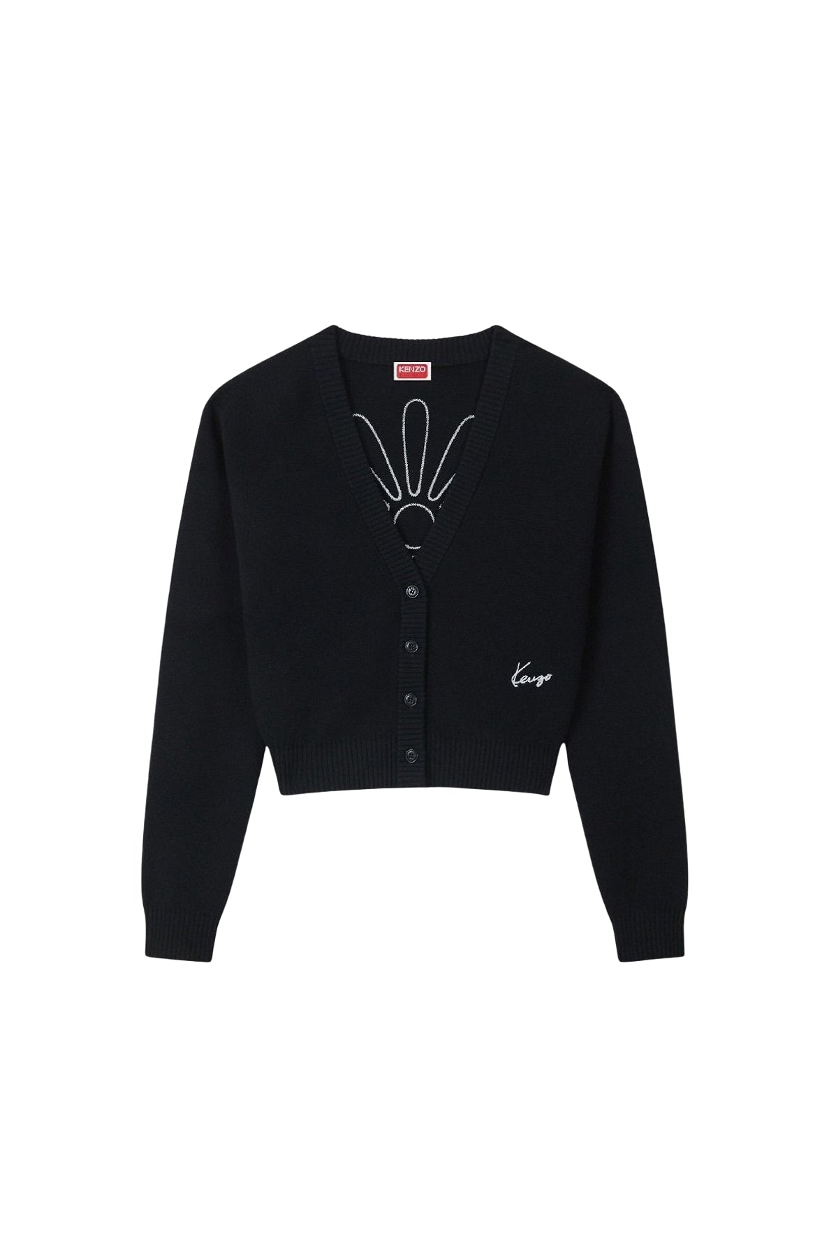 Kenzo Marguerite embroidered cardigan in wool - Black
