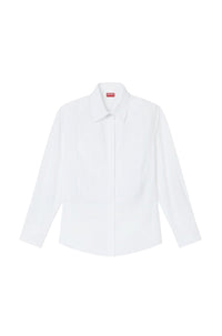 Slim-fit shirt with fine stripe bib - White