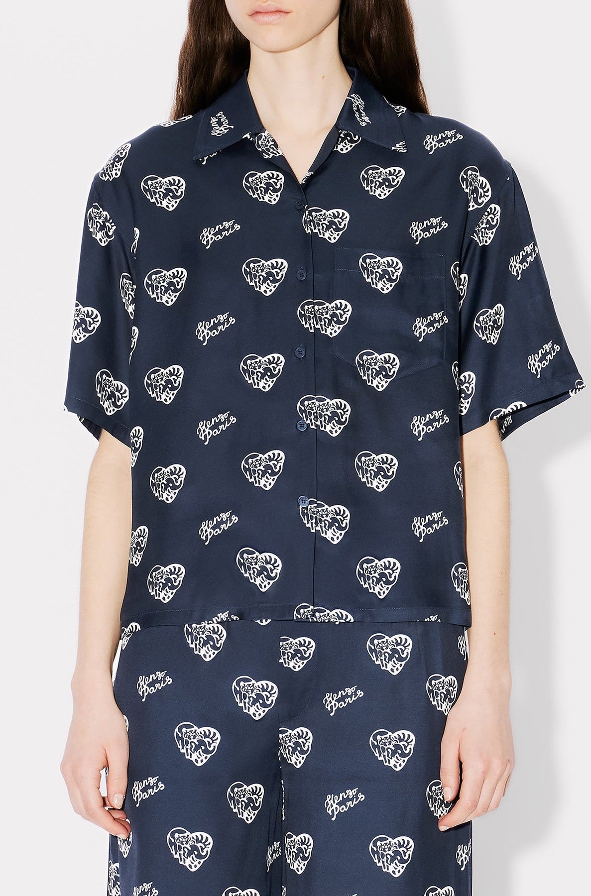 Kenzo Jungle Heart Hawaiian Shirt - Midnight Blue
