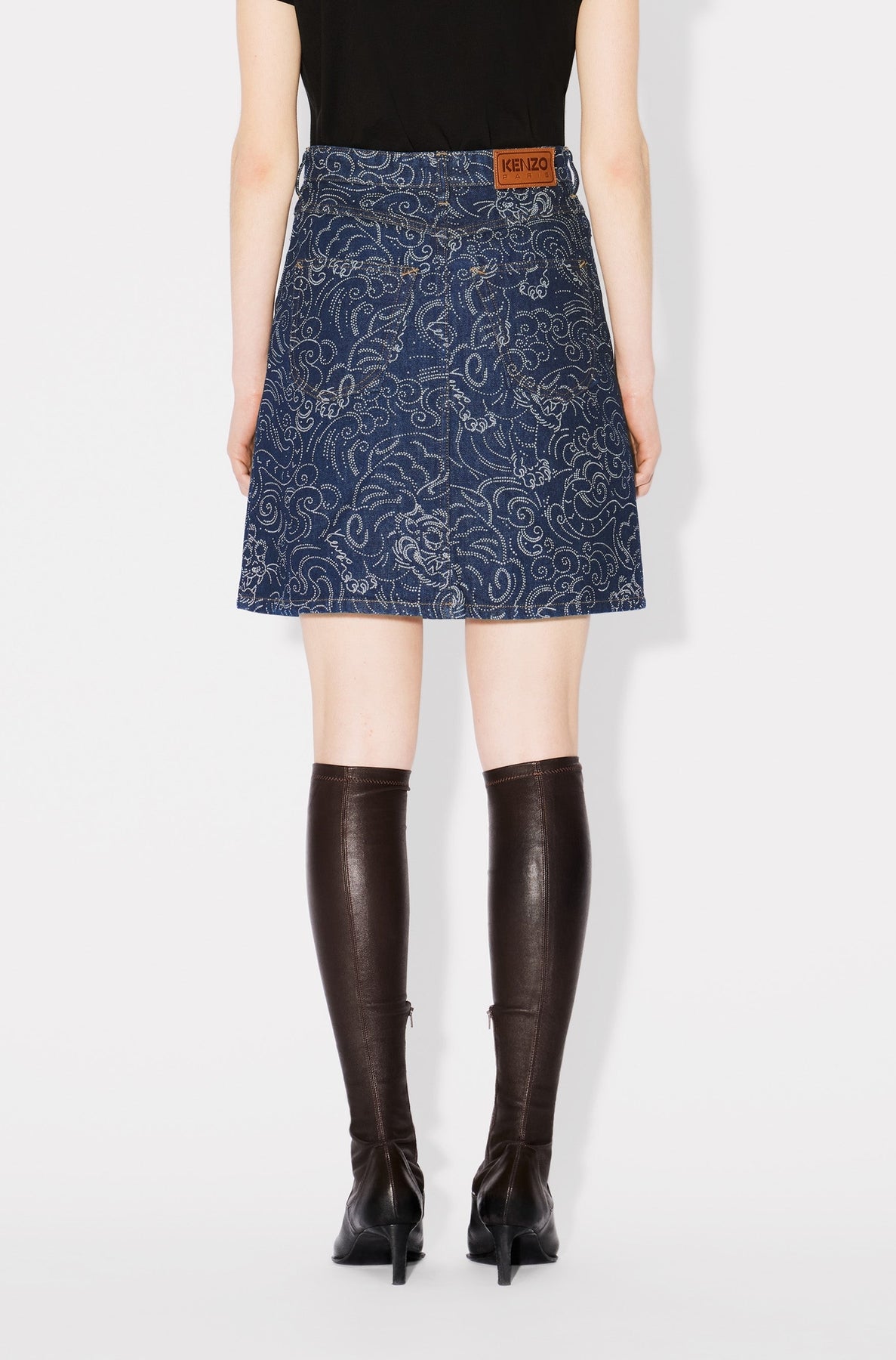 Jupe courte Kenzo Star Tiger - Rinse Blue Denim