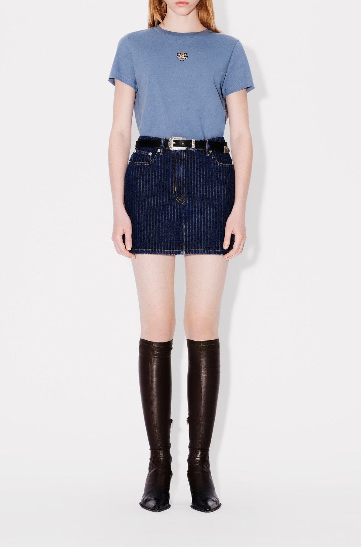 Mini-jupe en denim japonais - Dark Stone Blue Denim